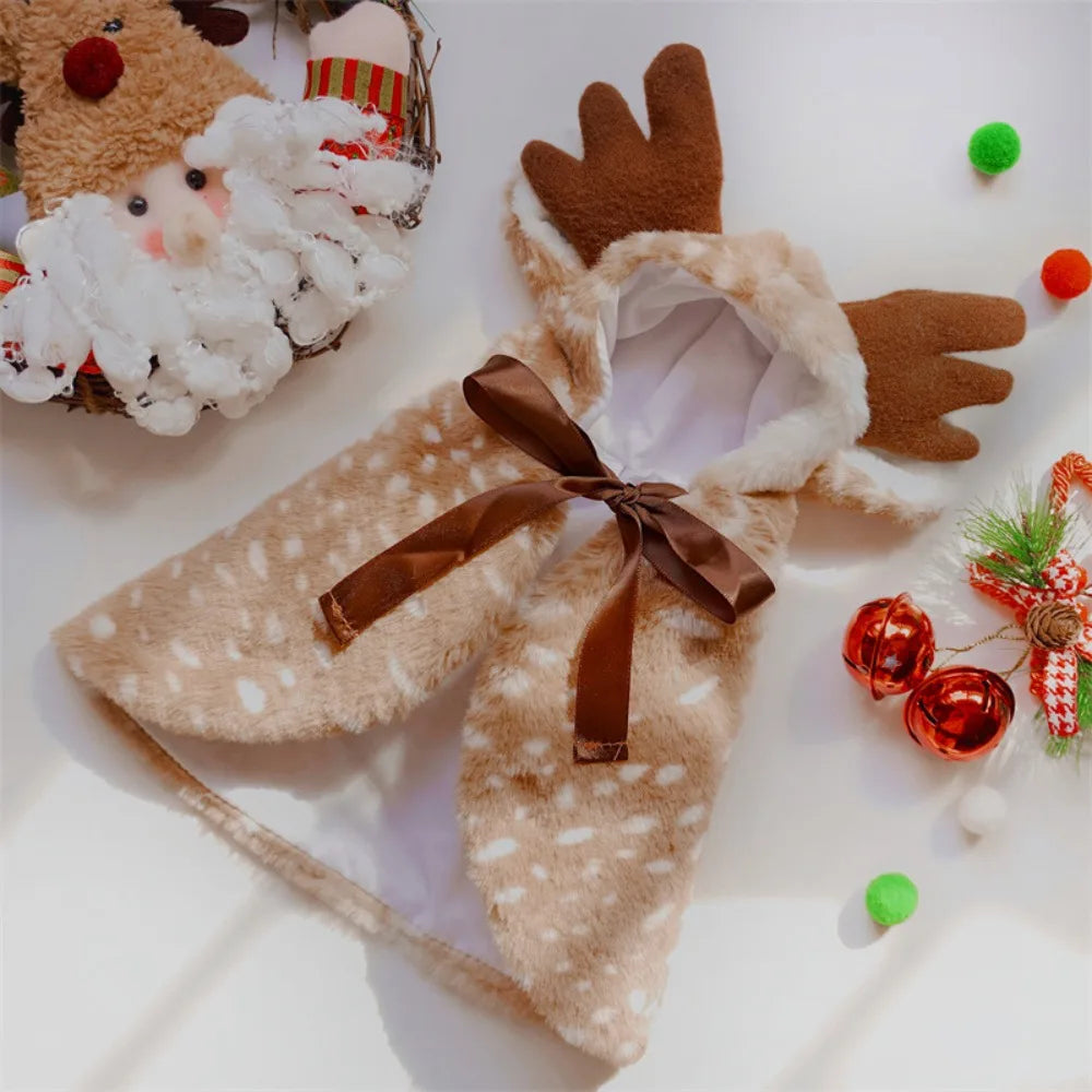 Christmas Pet Cat Dog Reindeer Antlers Cute Xmas Elk Cloak Cosplay Clothes Xmas Home Party New Year Pet Decor Costume Supplies