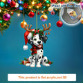 2D Christmas Dalmatian Dog Pendant Xmas Spotted Dog Flat Acrylic Keychain Charm,for Car Mirror,Bags,Festive,Gift & Decor