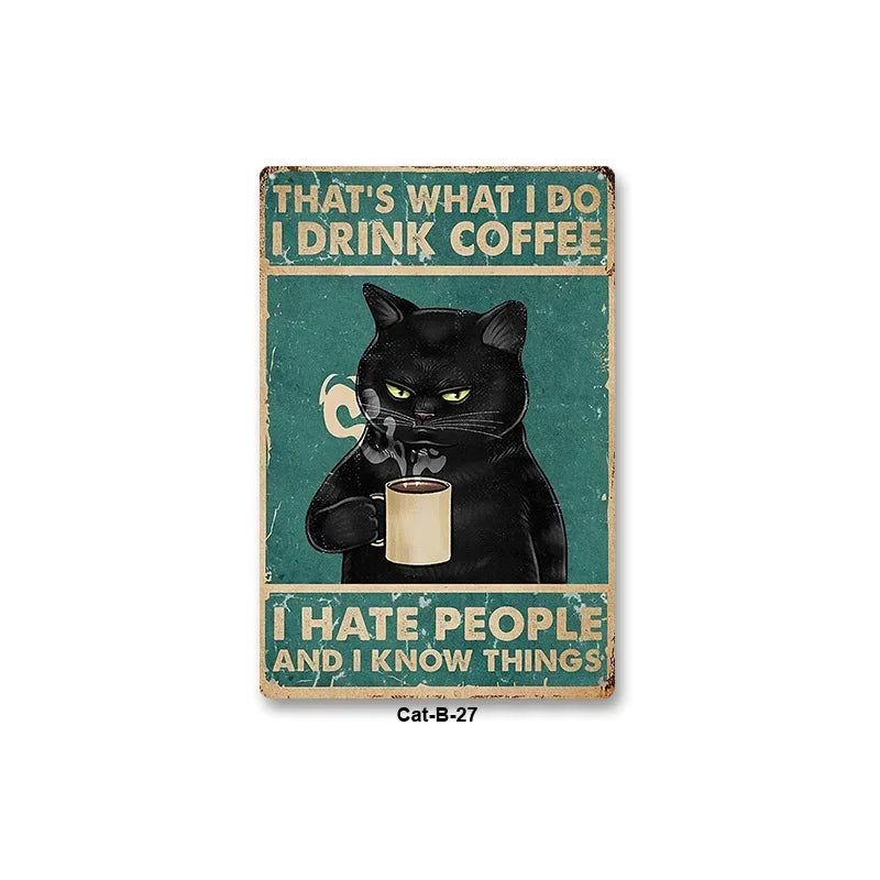 Black Cat Art Decor Home Metal Tin Sign