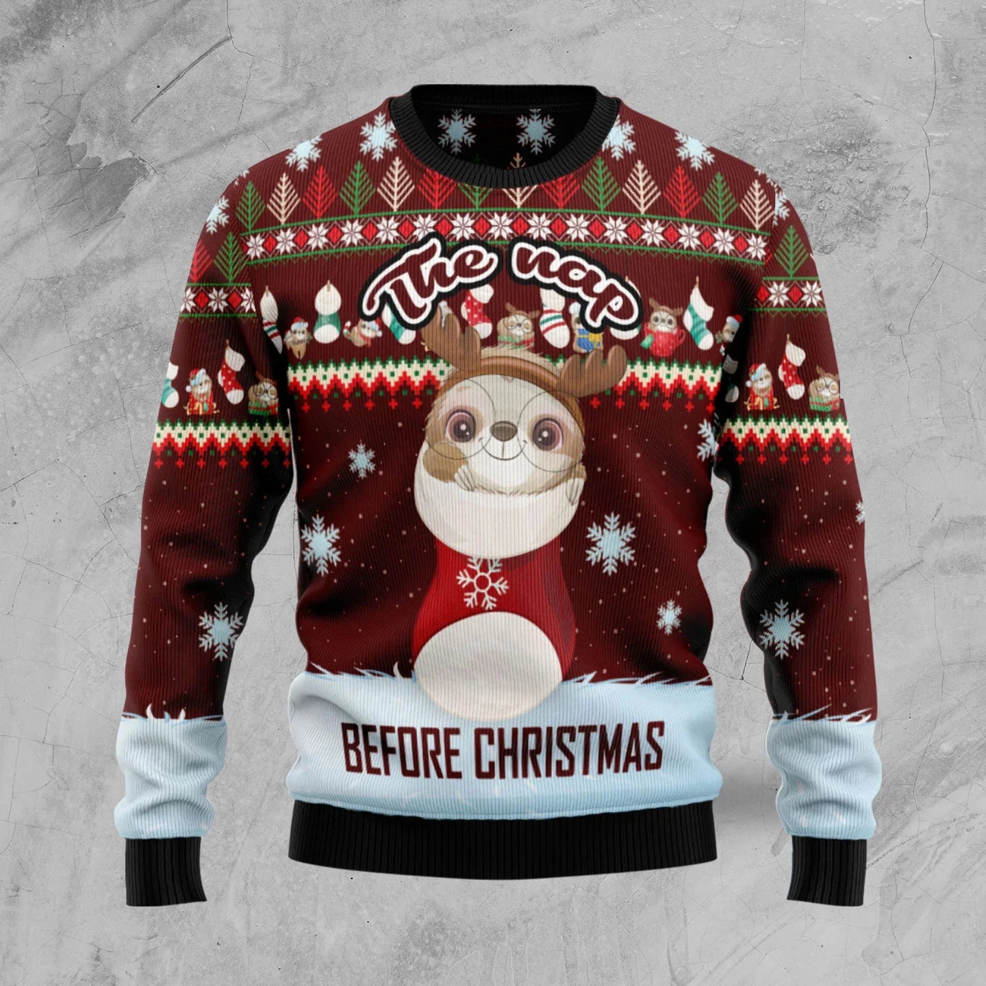 Christmas Dachshund Dog And Sloth Lover 3D Printed Mens Ugly Christmas Sweater Winter Unisex Casual Warm Knitwear Pullover MY46