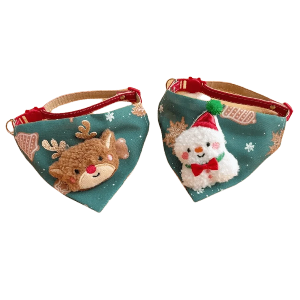 Cute Adjustable Christmas Dog Collar Dirt-resistant Christmas Decor Dog Bandanas Universal Soft Cat Collar Pet Scarf
