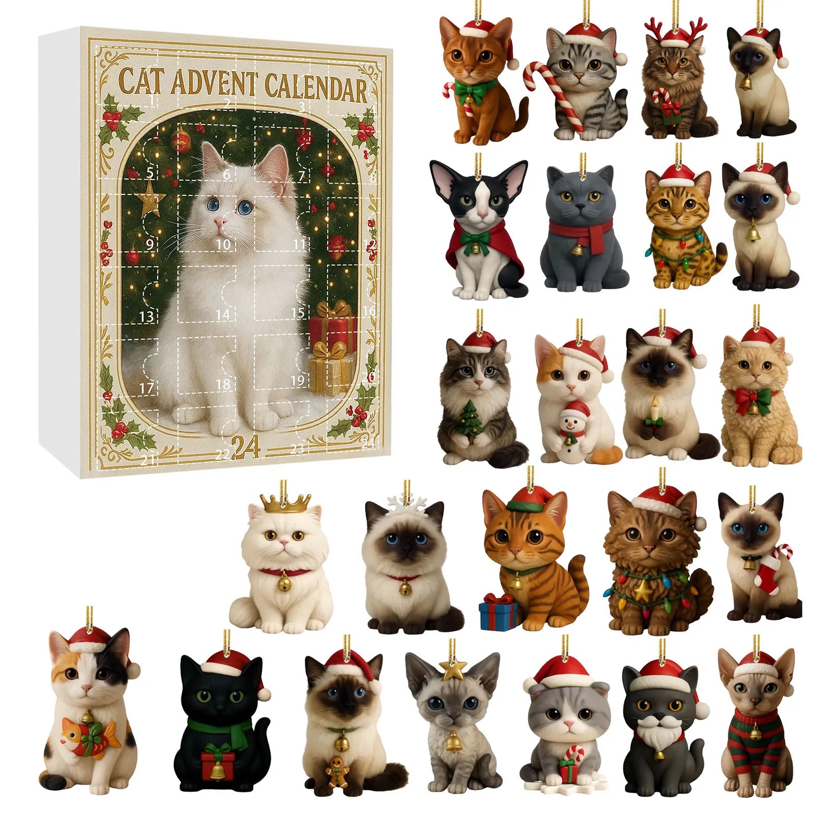 Dog/Dragon/Cat 24 Days Christmas Countdown Calendar Christmas Advent Calendar Xmas Countdown Calendar for Dog Lovers 2D