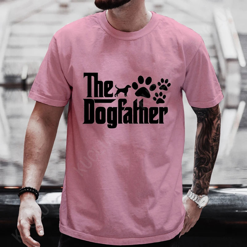 The Dog Father Funny Design T-shirts for Men Dad Dad Fathers Day Tshirts Short Sleeve Clothes Dog Pet Lover Shirts Papa Tops