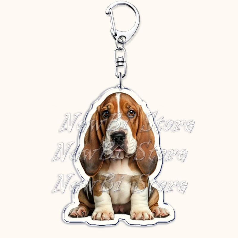 Funny Basset Hound Keychain