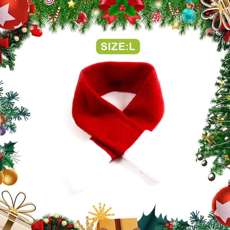 Festive Cat Dog Santa Hat & Scarf Christmas Outfit - Small Dog Holiday Apparel