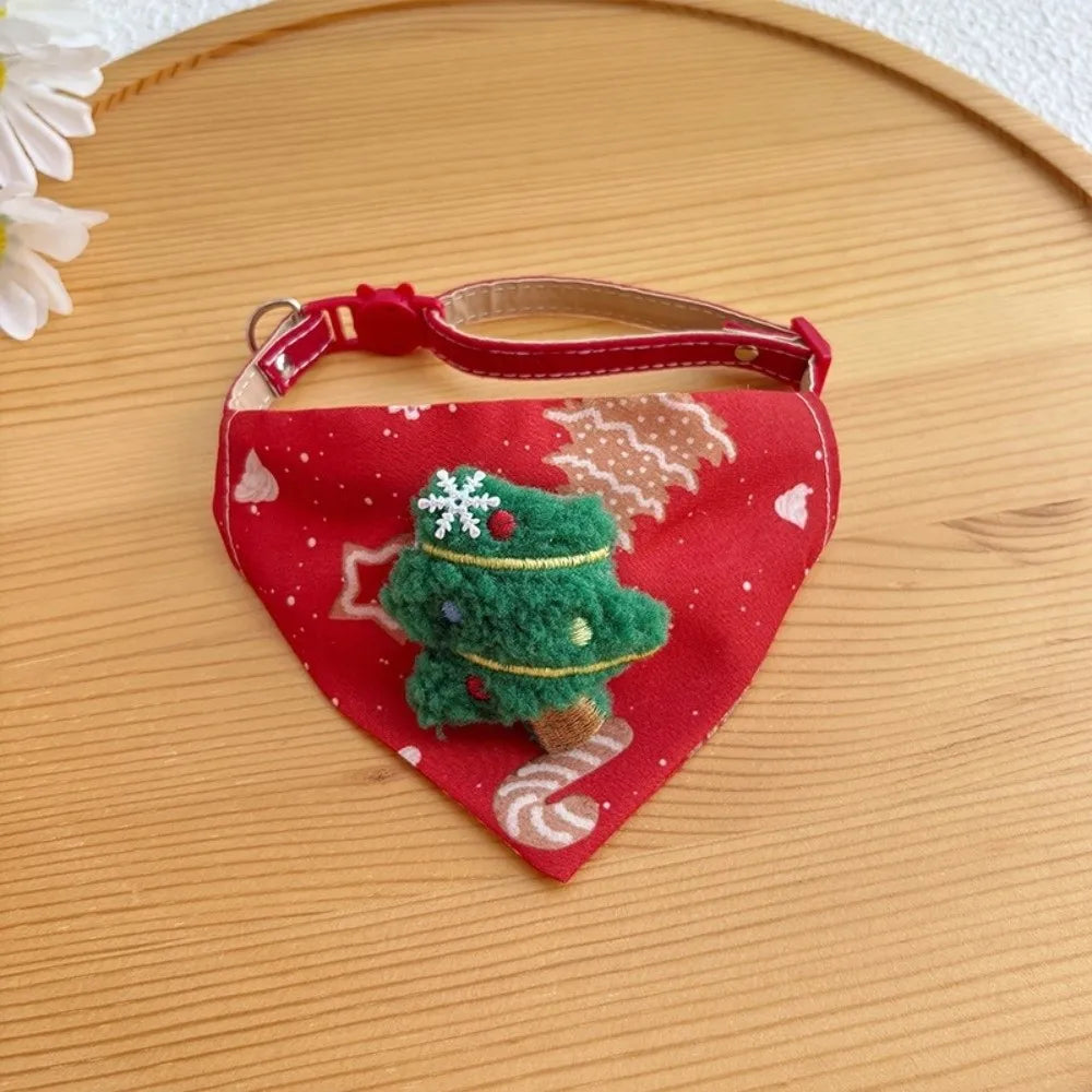 Cute Adjustable Christmas Dog Collar Dirt-resistant Christmas Decor Dog Bandanas Universal Soft Cat Collar Pet Scarf