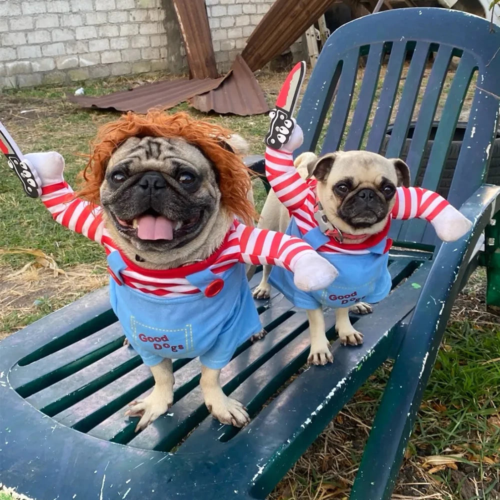 Halloween Dog Costumes Funny Pet Clothes Adjustable Dog Cosplay Costume Sets Novelty Clothing For Medium Large Dogs Bulldog Pug