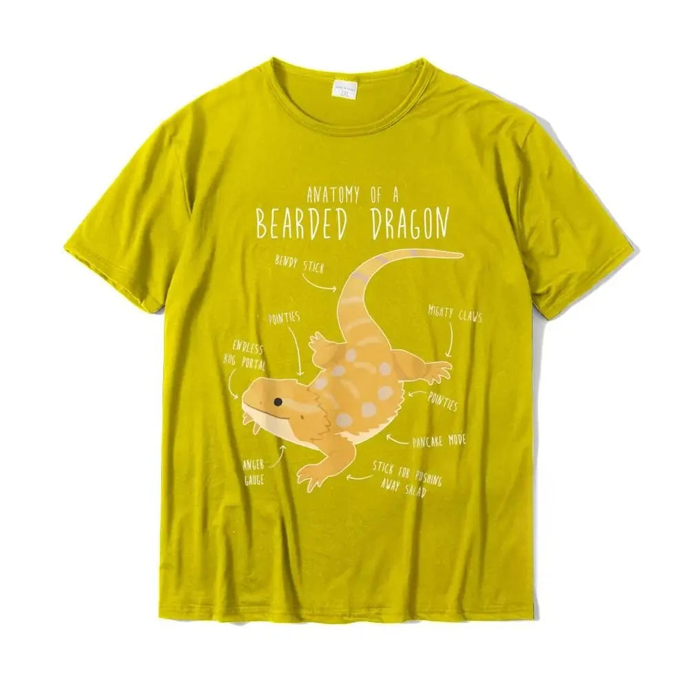Adult Bearded Dragon Anatomy T-Shirt, Stylish and Cool Print, Perfect for Reptile and Lizard Enthusiasts.women Clothing Fashion