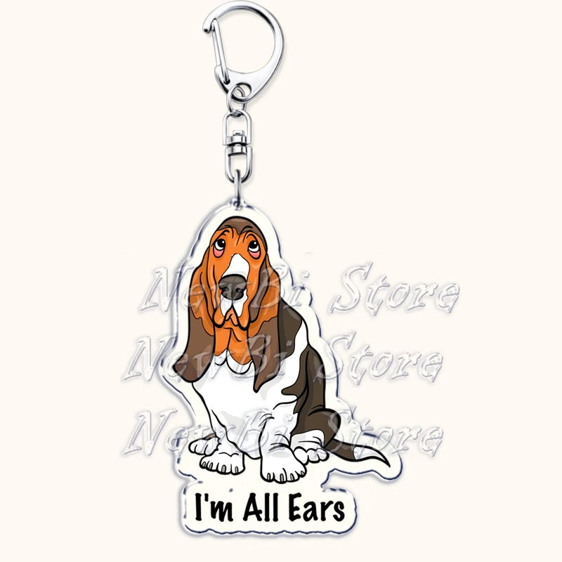 Funny Basset Hound Keychain