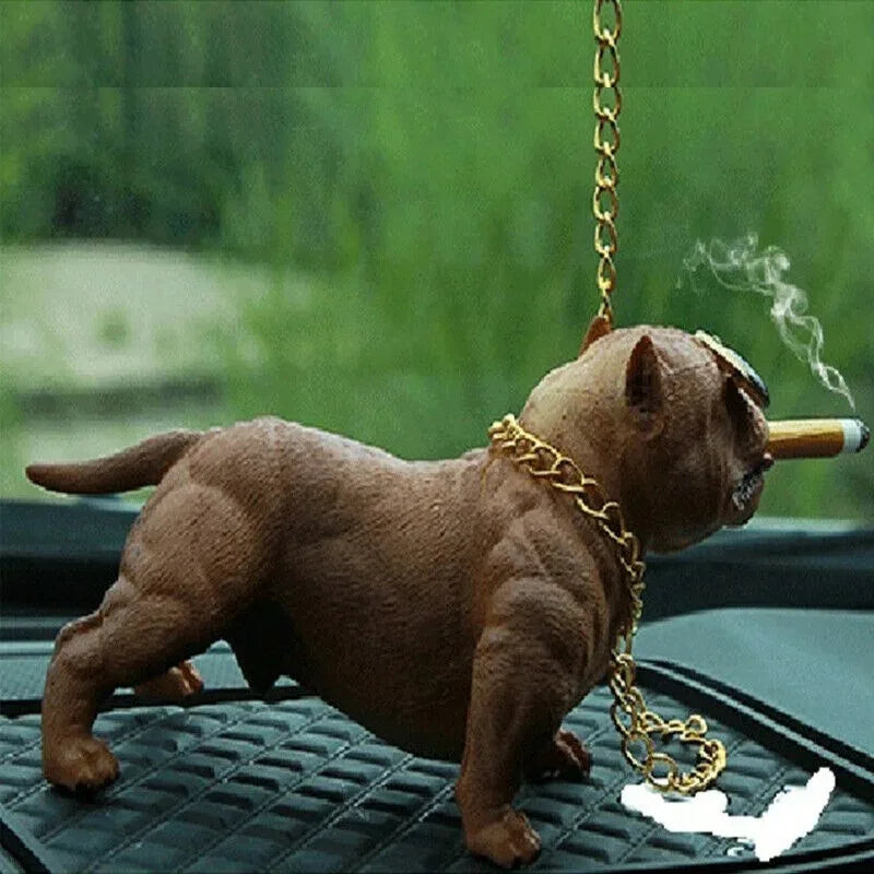 Bully Pitbull Car Dog Dolls Pendant Automobiles Interior Decoration Ornaments Toys Car Accessories Simulation Doll Auto Gift