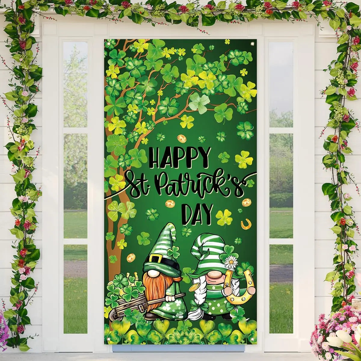 St Patricks Day Decorations Irish Shamrock Door Cover Saint Patricks Day Front Door Banner Welcome Sign St. Patrick's Day Decora