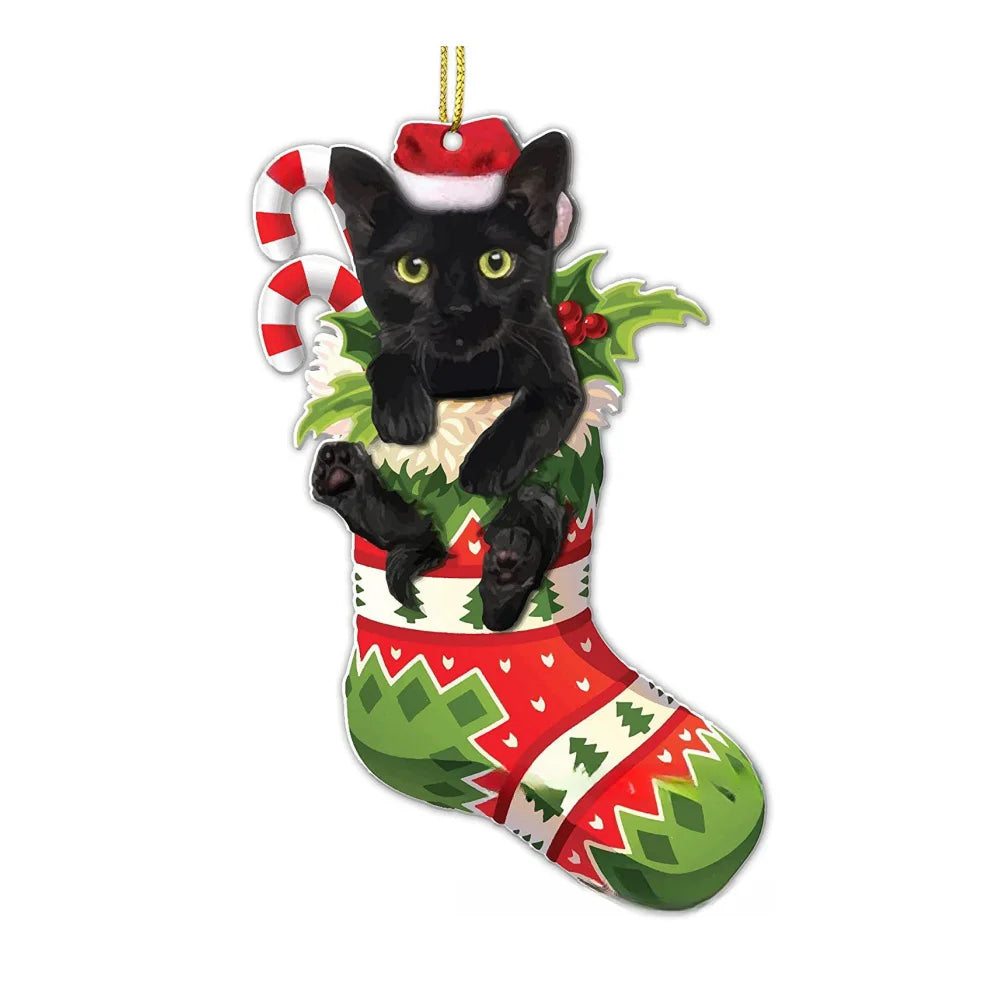 Black Cat Christmas Ornament