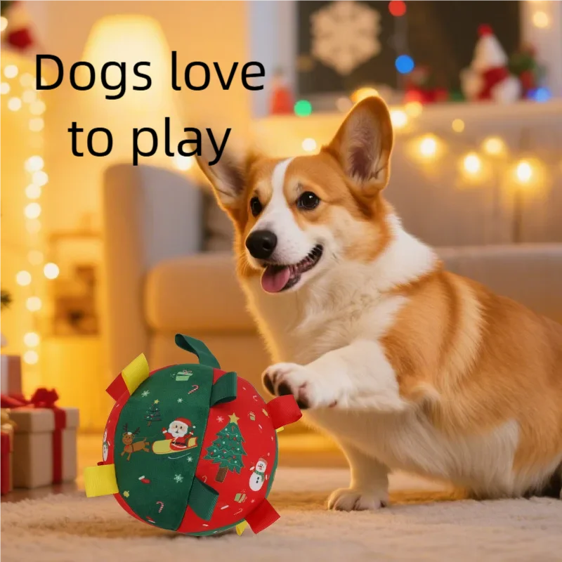 Christmas Dog Toy Balls Anti-Bite Chew Toys with Squeaker Interactive Puzzle Self Entertainment Tool for Boredom Relief