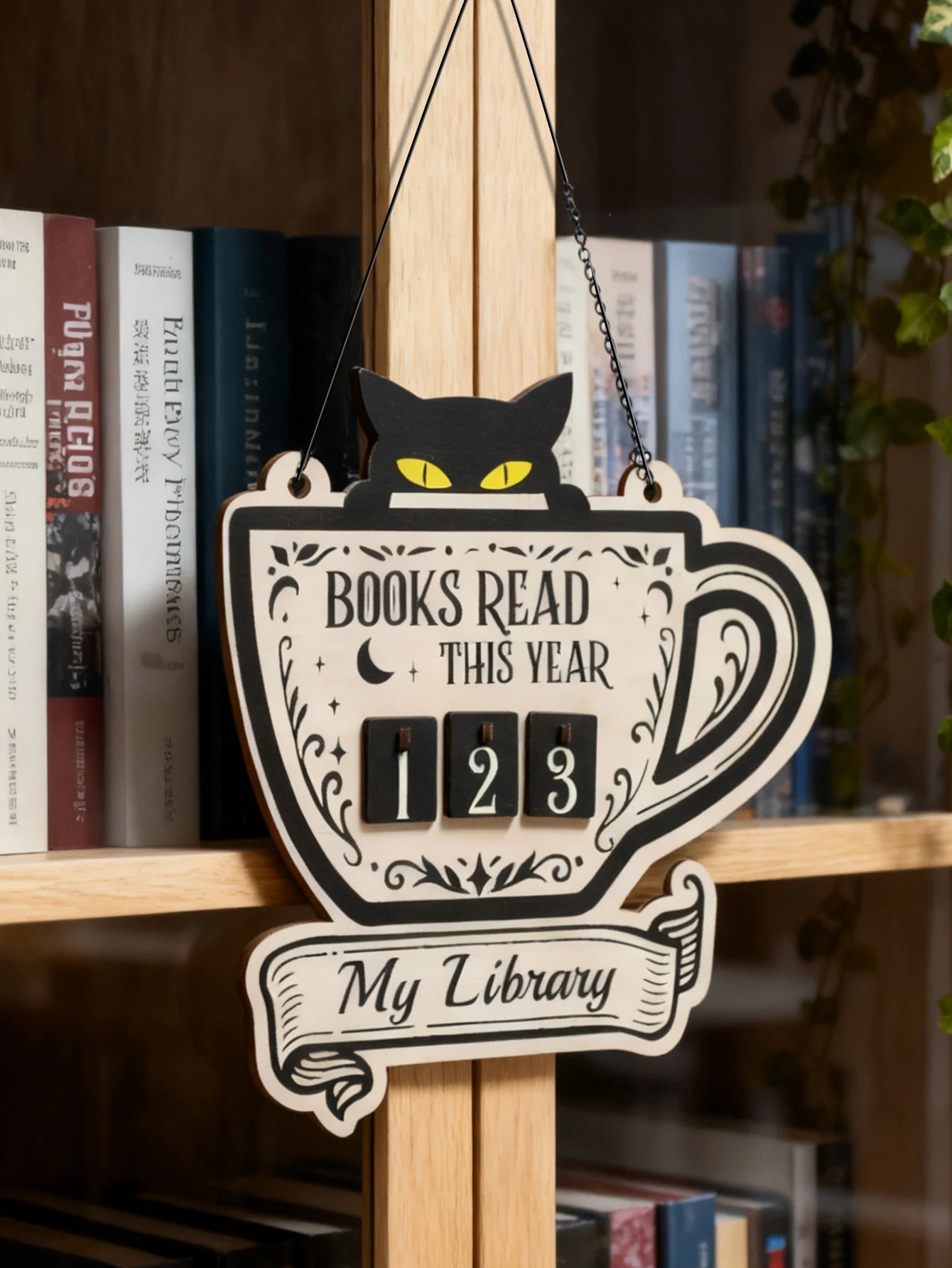 Black Cat Book Tracker Sign