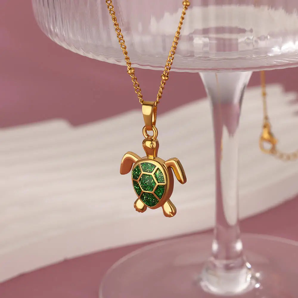 Cute Sea Turtles Necklace For Women Men Gold Color Stainless Steel Necklace Fashion Luxury Jewelry Anniversary Party Gifts