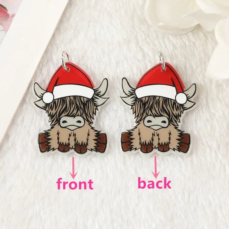 Yak Raccoon Christmas Tree Acrylic Charms Wholesale Bulk for Earring DIY Accessories 5PCS/LOT