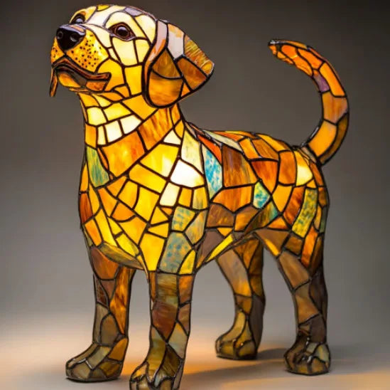 Dog Resin LED Night Light Art Animal Statue Creative Home Desktop Decoration Ornament