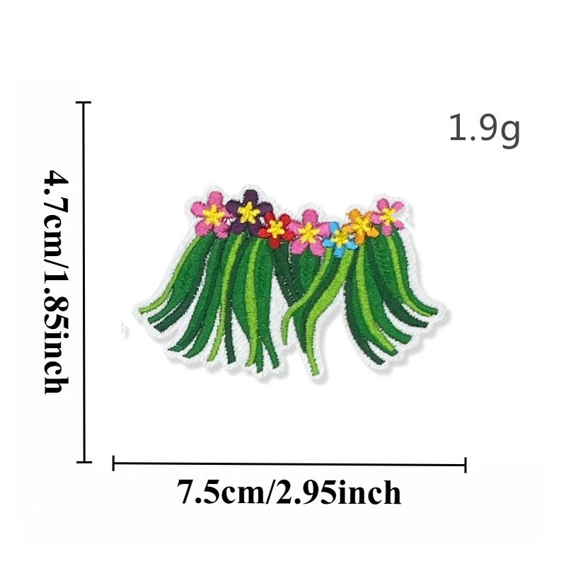 Summer Hot Hawaii Beaches Sun Hula Sea Iron-on Sew Embroidery Badge Patches DIY T-shirt Hat Backpack Clothing Appliques Sticker