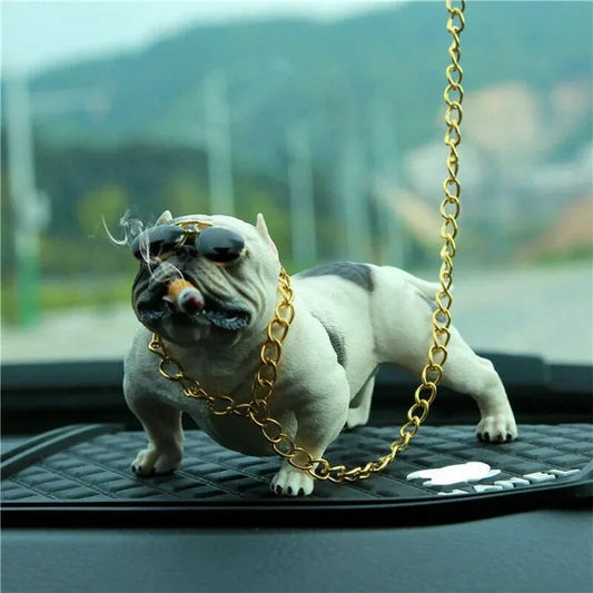 Bully Pitbull Car Dog Dolls Pendant Automobiles Interior Decoration Ornaments Toys Car Accessories Simulation Doll Auto Gift