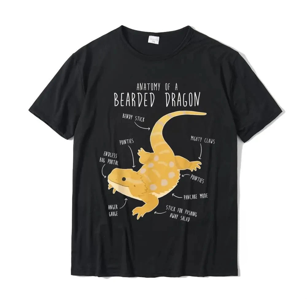 Adult Bearded Dragon Anatomy T-Shirt, Stylish and Cool Print, Perfect for Reptile and Lizard Enthusiasts.women Clothing Fashion