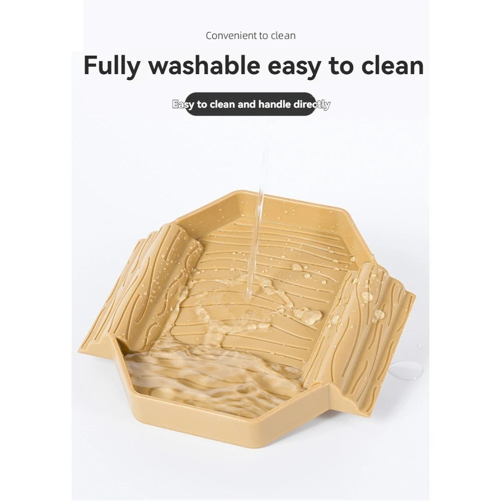 Turtles Bathing Pool Water Bowl with Slip Proof 35x28.50cm Friendly Habitat with Steps for Reptiles Resting and Soaking