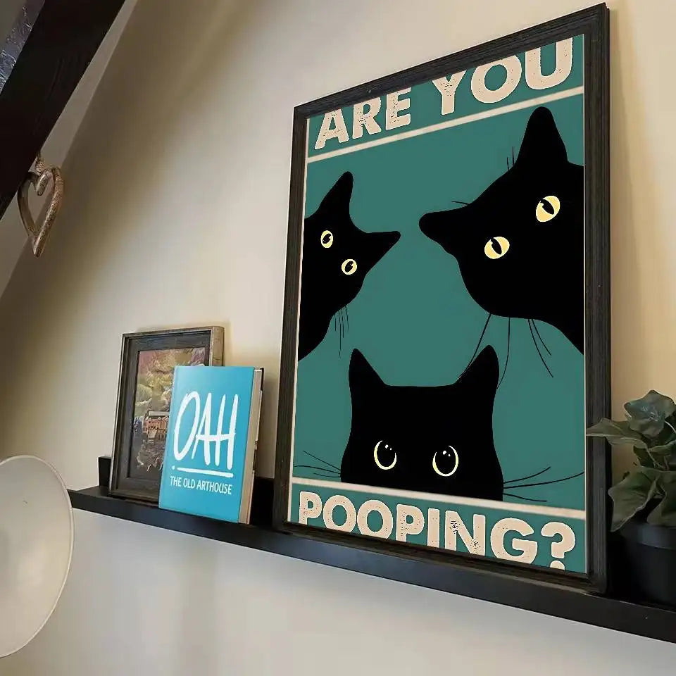 Black Cat Art Poster Wall Decor