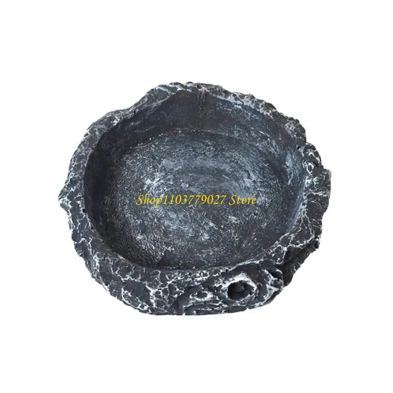 C4DF Water Dish Round Bowl Resin Feeding Bowls for Bearded Dragon for Tu
