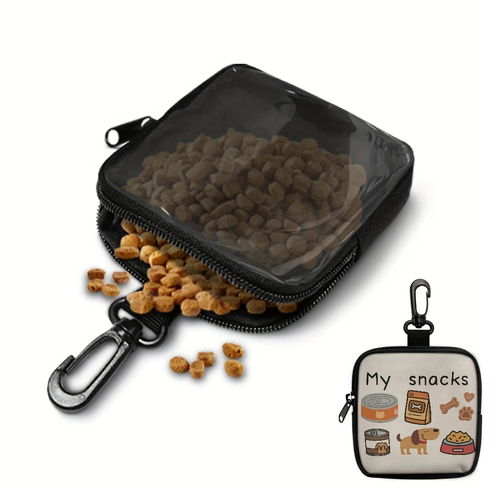 Dog Treat Bag with Hook and Zipper