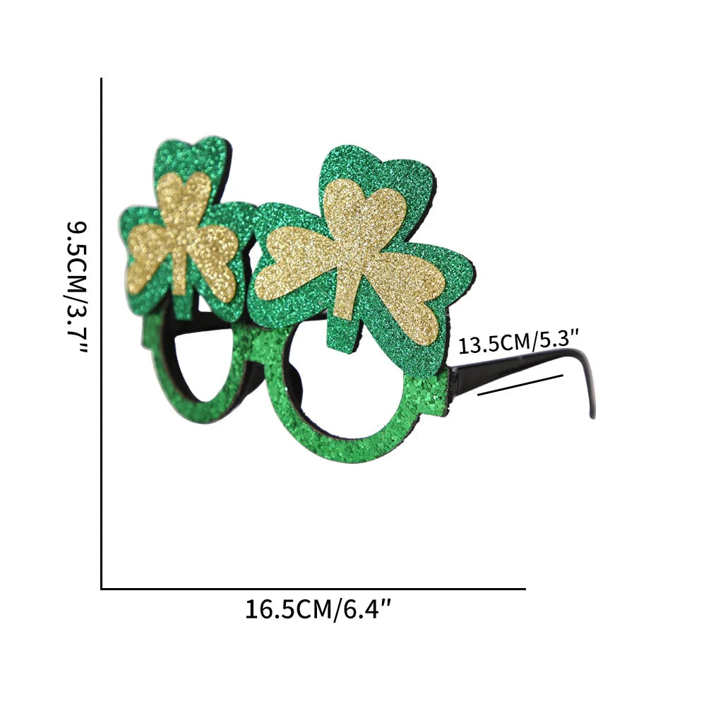 St. Patrick's Day Decorative Kids' Dress up Frame Green Hat Clover Plastic Glasses Frame 2025 Theme Irish Celebration Accessory