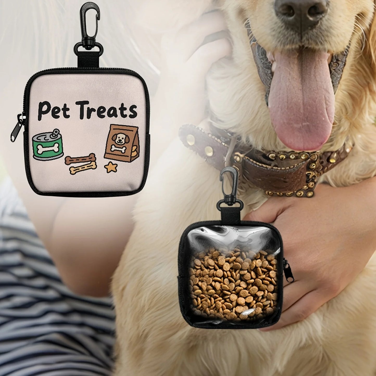 Dog Treat Bag with Hook and Zipper
