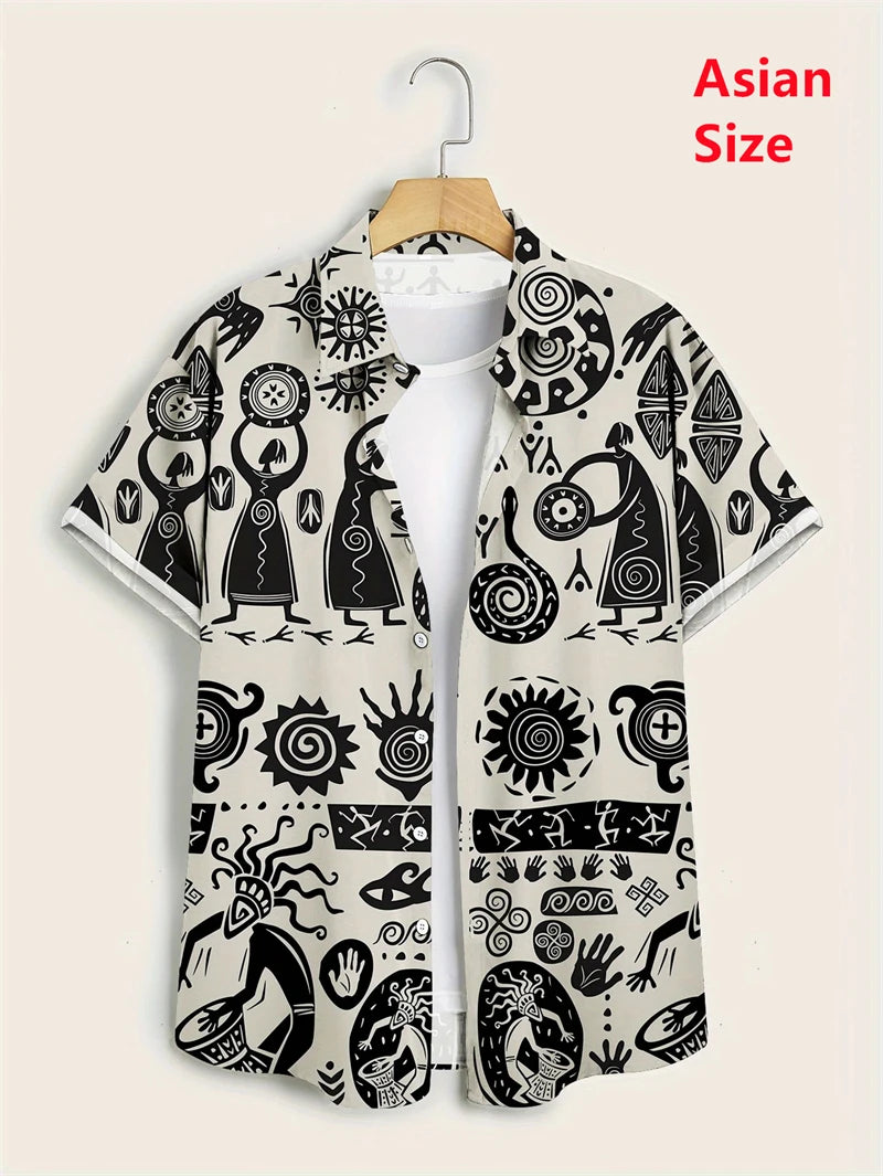 Hawaii Shirts For Men 3D Paisley Graphic Short-sleeved T-shirt Casual Lapel Buttons Male Tops Summer Oversized Bohemian Man Tees