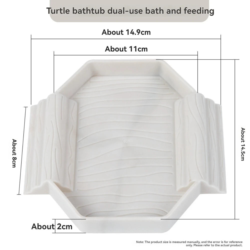 Turtles Bathing Pool Water Bowl with Slip Proof 35x28.50cm Friendly Habitat with Steps for Reptiles Resting and Soaking