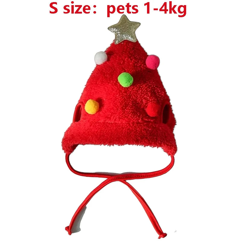 Funny Dog Christmas Hat Pets Santa Bibs New Year Party Cosplay Costume Puppy Cap Cute Cats Bandana Clothes Accessories Gift