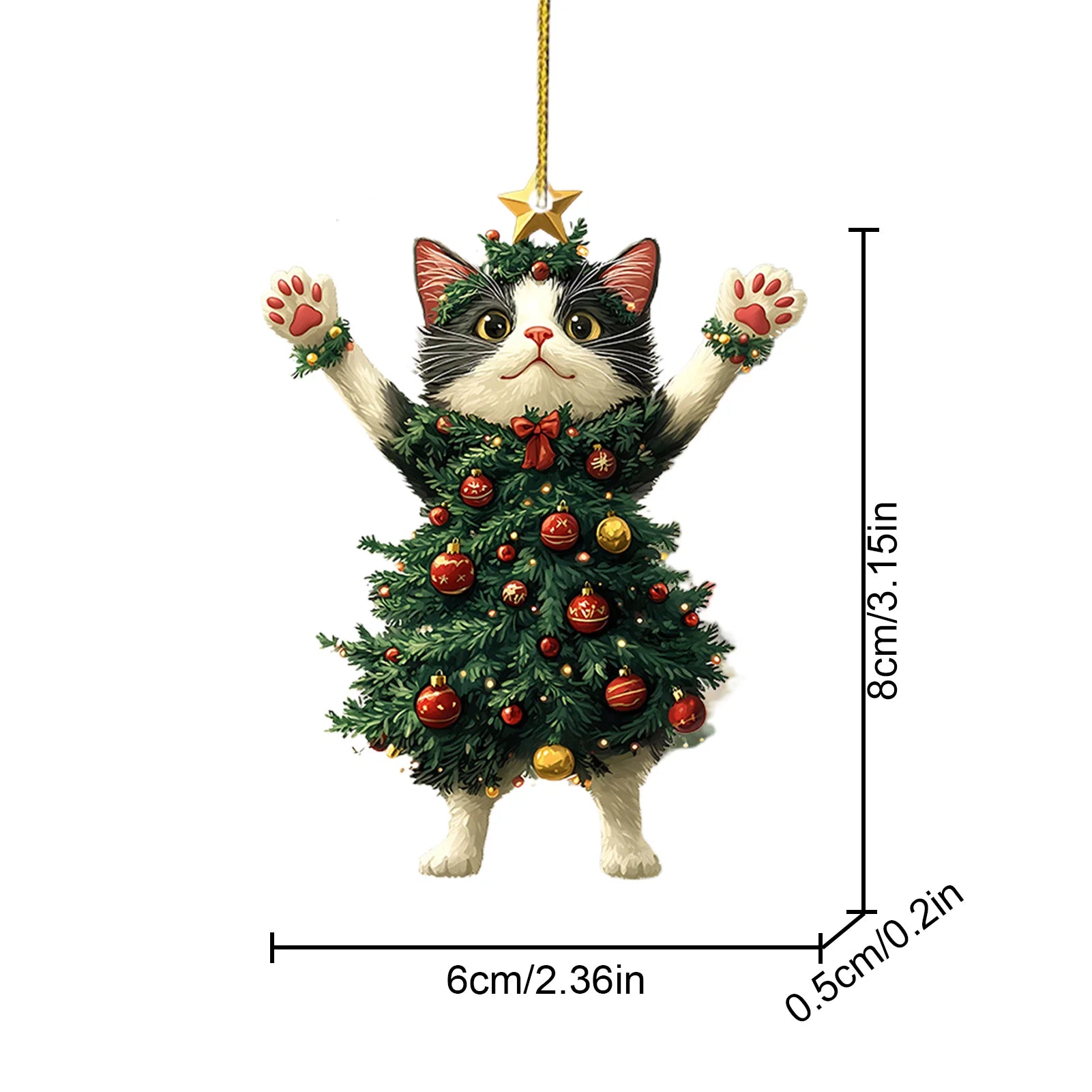 Christmas Raccoon Owl Acrylic Pendant 2D Animal Christmas Tree Pendant Ornament 2025 Xmas Navidad 2026 New Year Party Supplies