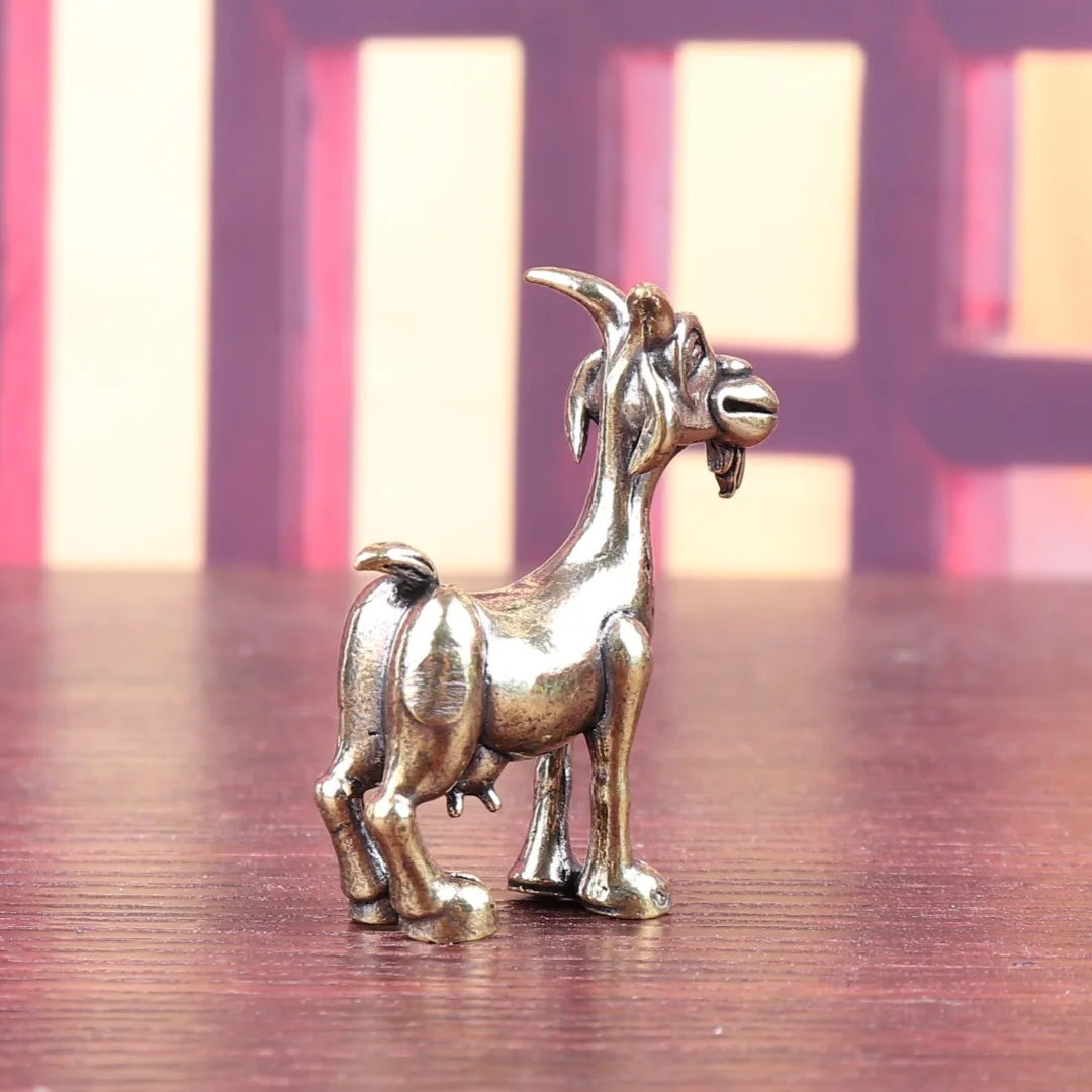 Vintage Brass Goat Statue - Intricate Retro Animal Sculpture Tea Pet for Home & Office Decor, Ideal for Collectors, Living Room