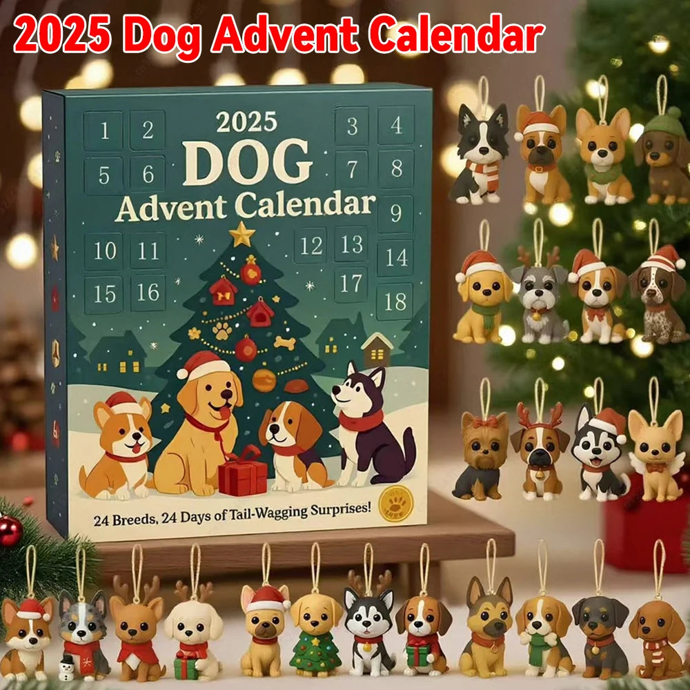 Dog/Dragon/Cat 24 Days Christmas Countdown Calendar Christmas Advent Calendar Xmas Countdown Calendar for Dog Lovers 2D