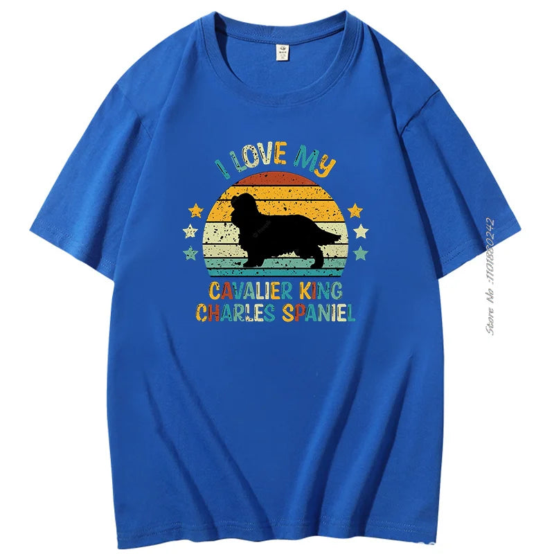 Summer T-shirt Spaniel Silhouette Vintage And Retro Tshirt Graphic T Shirts Cotton men's Short Sleeve t-shirt Men's Clothing