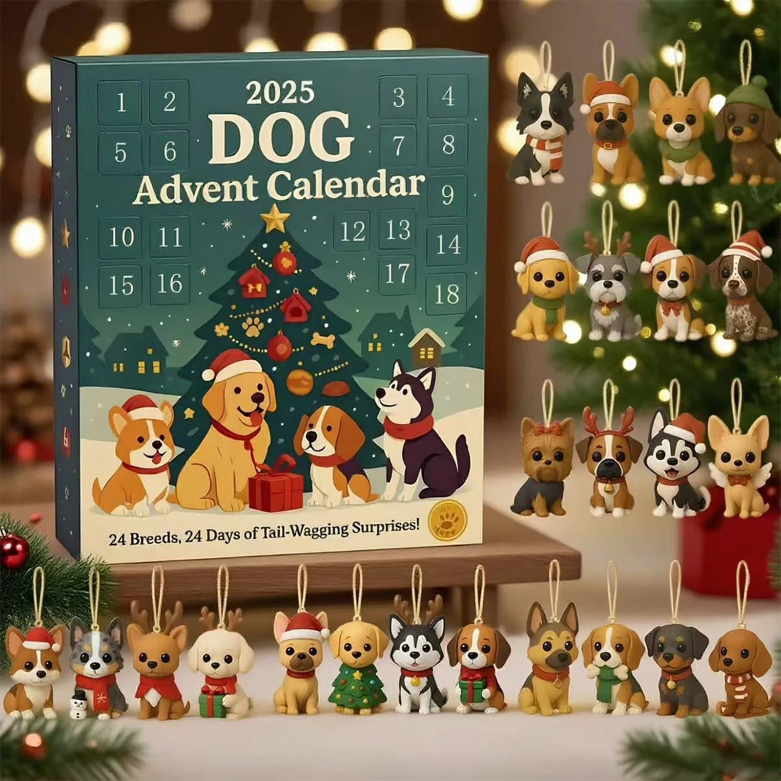 Dog/Dragon/Cat 24 Days Christmas Countdown Calendar Christmas Advent Calendar Xmas Countdown Calendar for Dog Lovers 2D