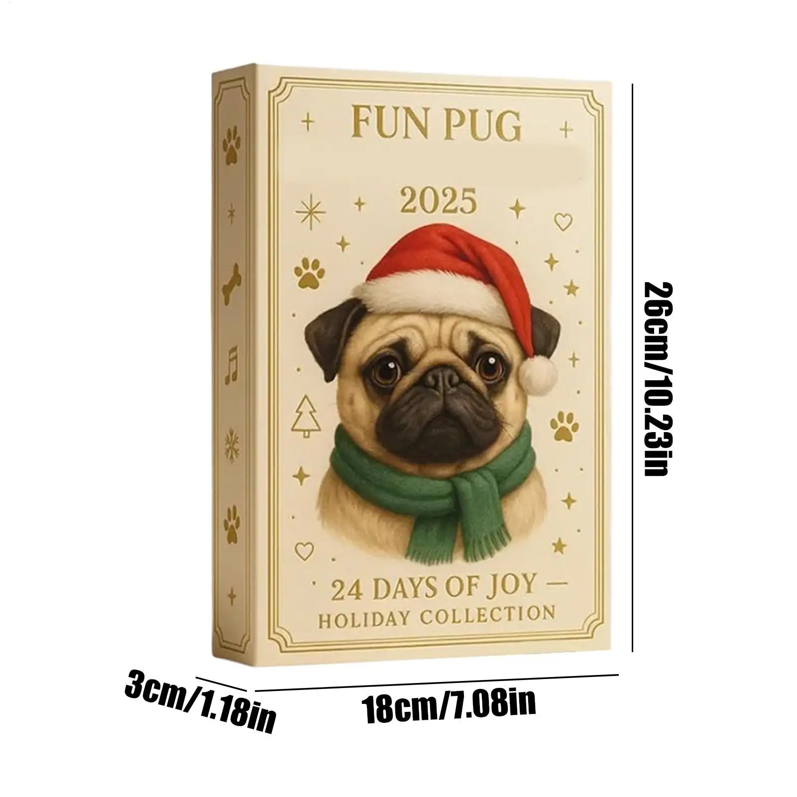 Pug Christmas Advent 24 Days 2D Acrylic Dog christmas Decorations Pug Tree Ornament Countdown Calendar For Home Kids Adults Dog