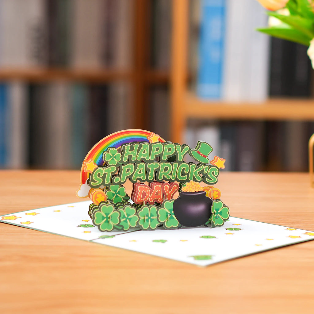 Happy St Patrick's Day Pop Up Card 3D Greeting Cards Festival Gift Clover