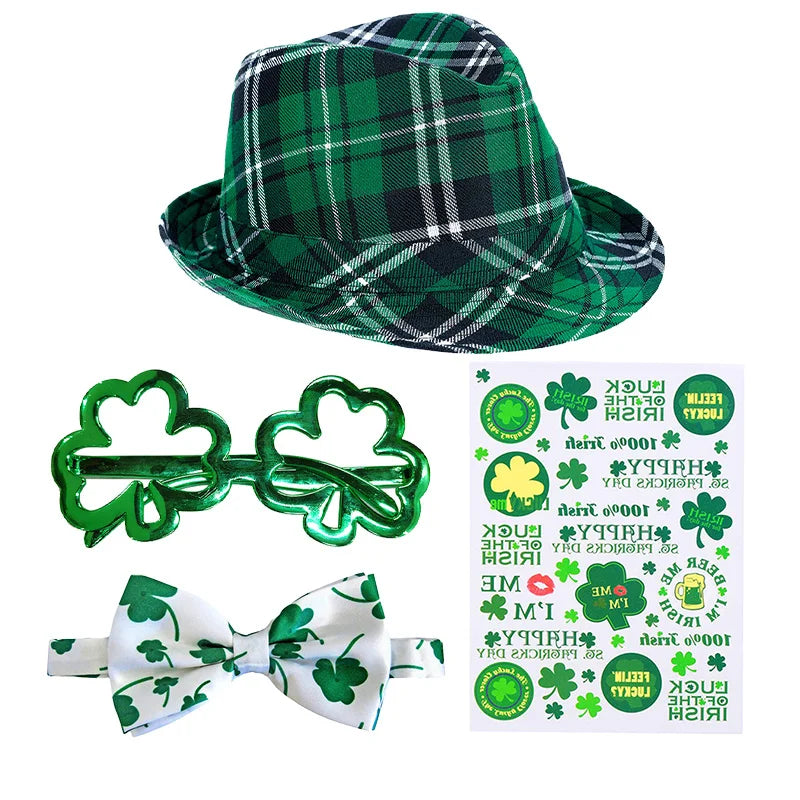 St. Patrick's Day hats, ties, skirts, various outfits suitable for Mardi Gras party role-playing supplies