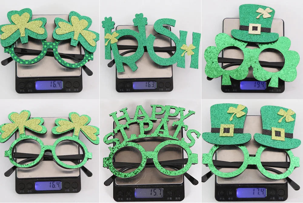 St. Patrick's Day Decorative Kids' Dress up Frame Green Hat Clover Plastic Glasses Frame 2025 Theme Irish Celebration Accessory