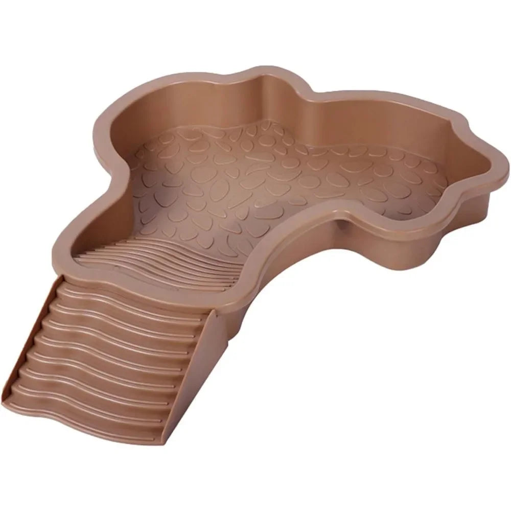 Turtles Bathing Pool Water Bowl with Slip Proof 35x28.50cm Friendly Habitat with Steps for Reptiles Resting and Soaking