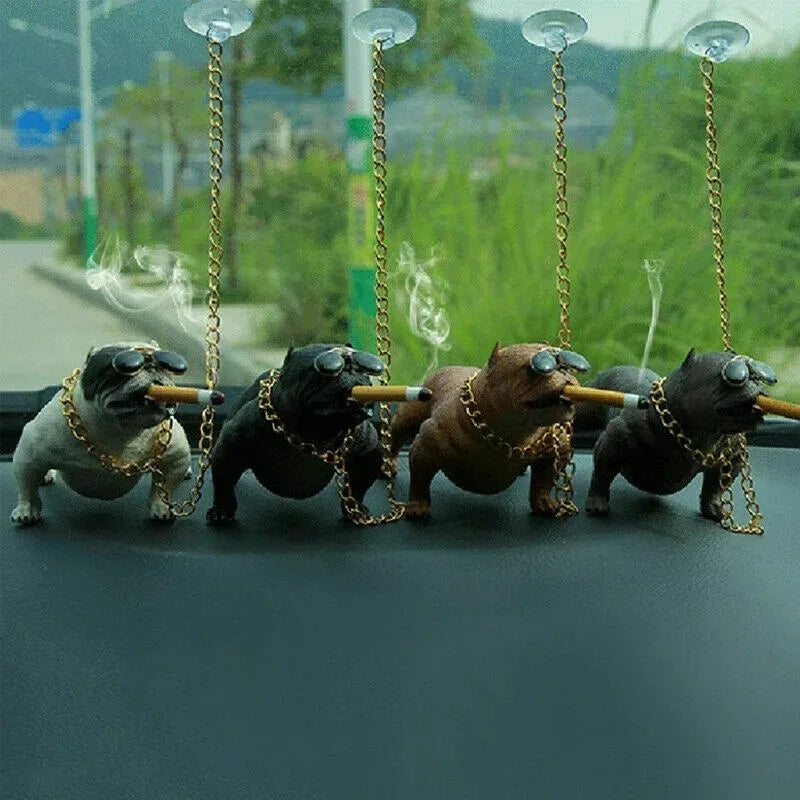 Bully Pitbull Car Dog Dolls Pendant Automobiles Interior Decoration Ornaments Toys Car Accessories Simulation Doll Auto Gift
