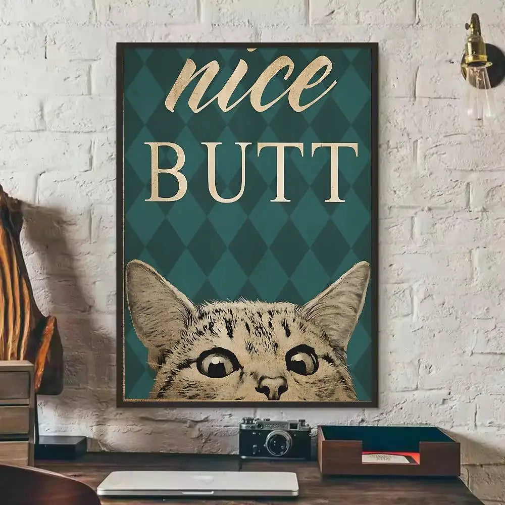 Black Cat Art Poster Wall Decor