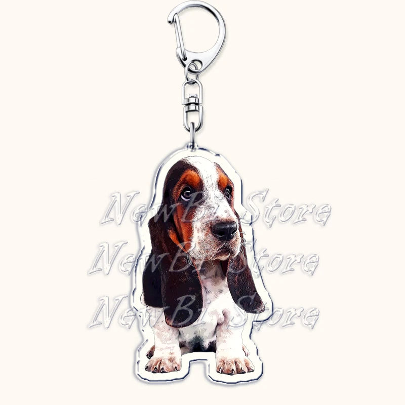 Funny Basset Hound Keychain