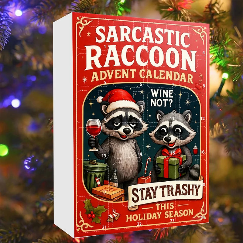 Sarcastic Raccoon Advent Calendar 2025, 24 Days Funny Christmas Countdown With 2D Acrylic Raccoon Ornaments, Holiday Gift