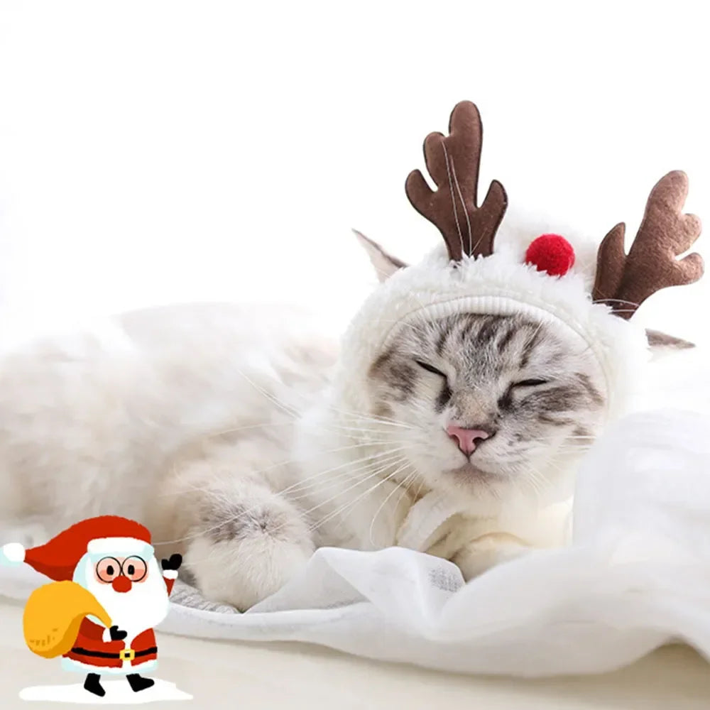 Funny Dog Christmas Hat Pets Santa Bibs New Year Party Cosplay Costume Puppy Cap Cute Cats Bandana Clothes Accessories Gift