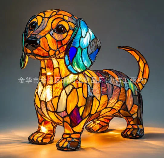 Dog Resin LED Night Light Art Animal Statue Creative Home Desktop Decoration Ornament