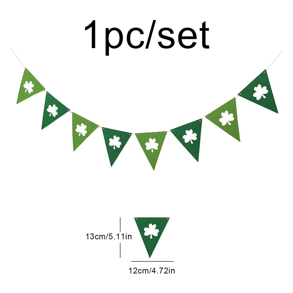Irish St Patrick's Day felt dark green clover light green clover yellow fishtail clover pennant party decoration layout banner p